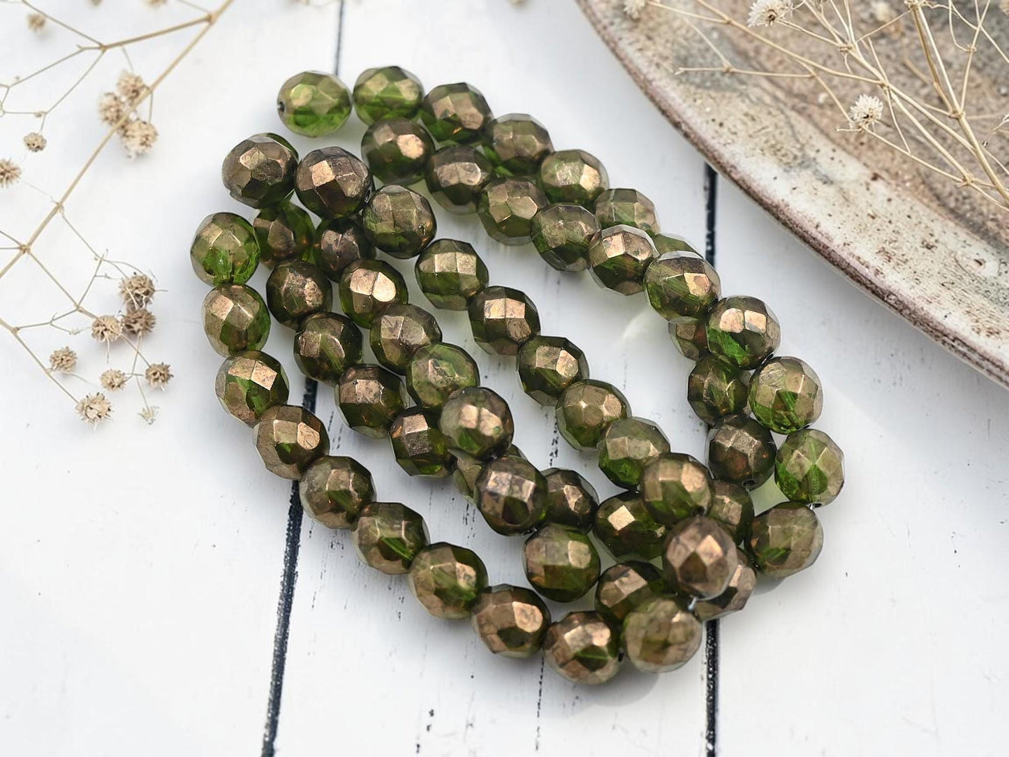 Czech Glass Beads - Fire Polished Beads - Round Beads - Faceted Beads - 8mm - 20pcs - (3931)