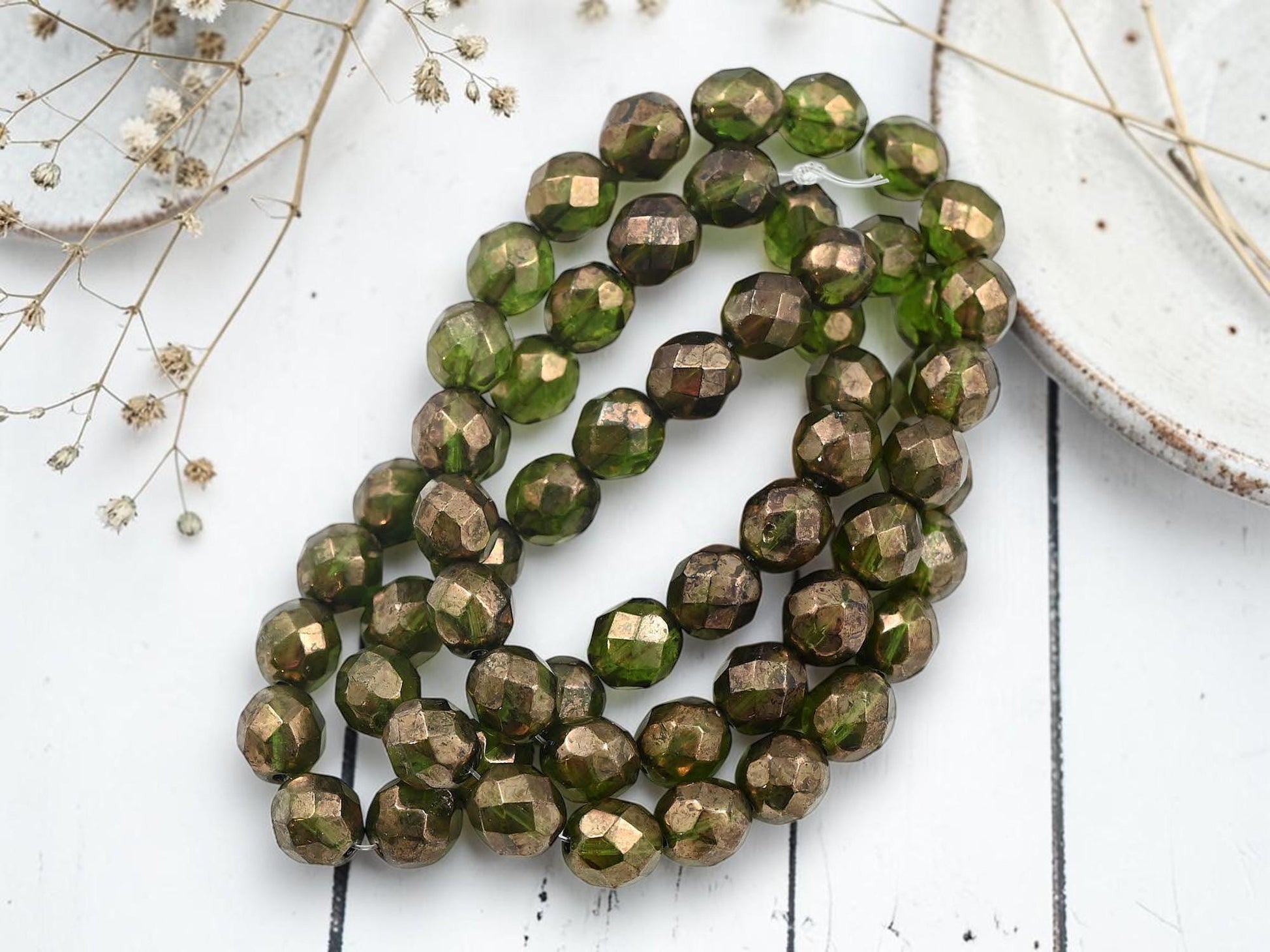 Czech Glass Beads - Fire Polished Beads - Round Beads - Faceted Beads - 8mm - 20pcs - (3931)
