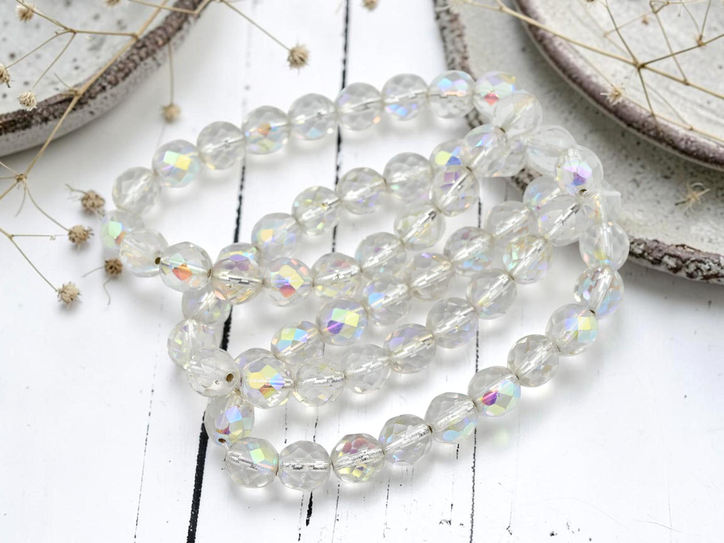 Czech Glass Beads - Fire Polished Beads - Round Beads - Faceted Beads - 8mm - 20pcs - (5951)