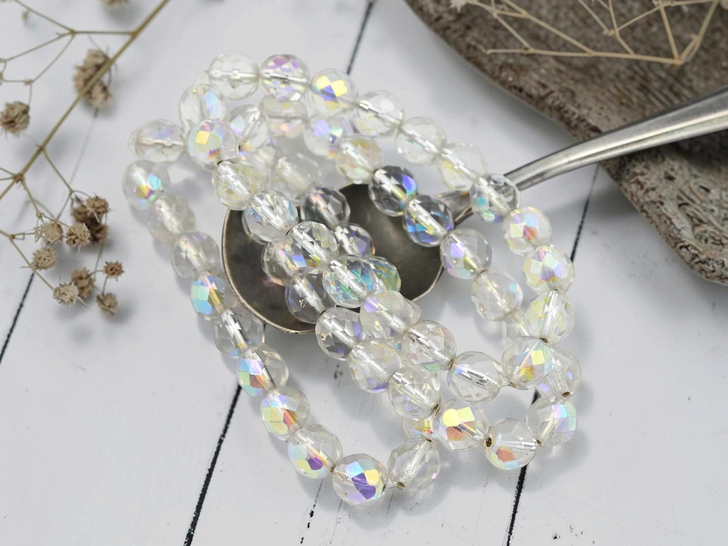Czech Glass Beads - Fire Polished Beads - Round Beads - Faceted Beads - 8mm - 20pcs - (5951)