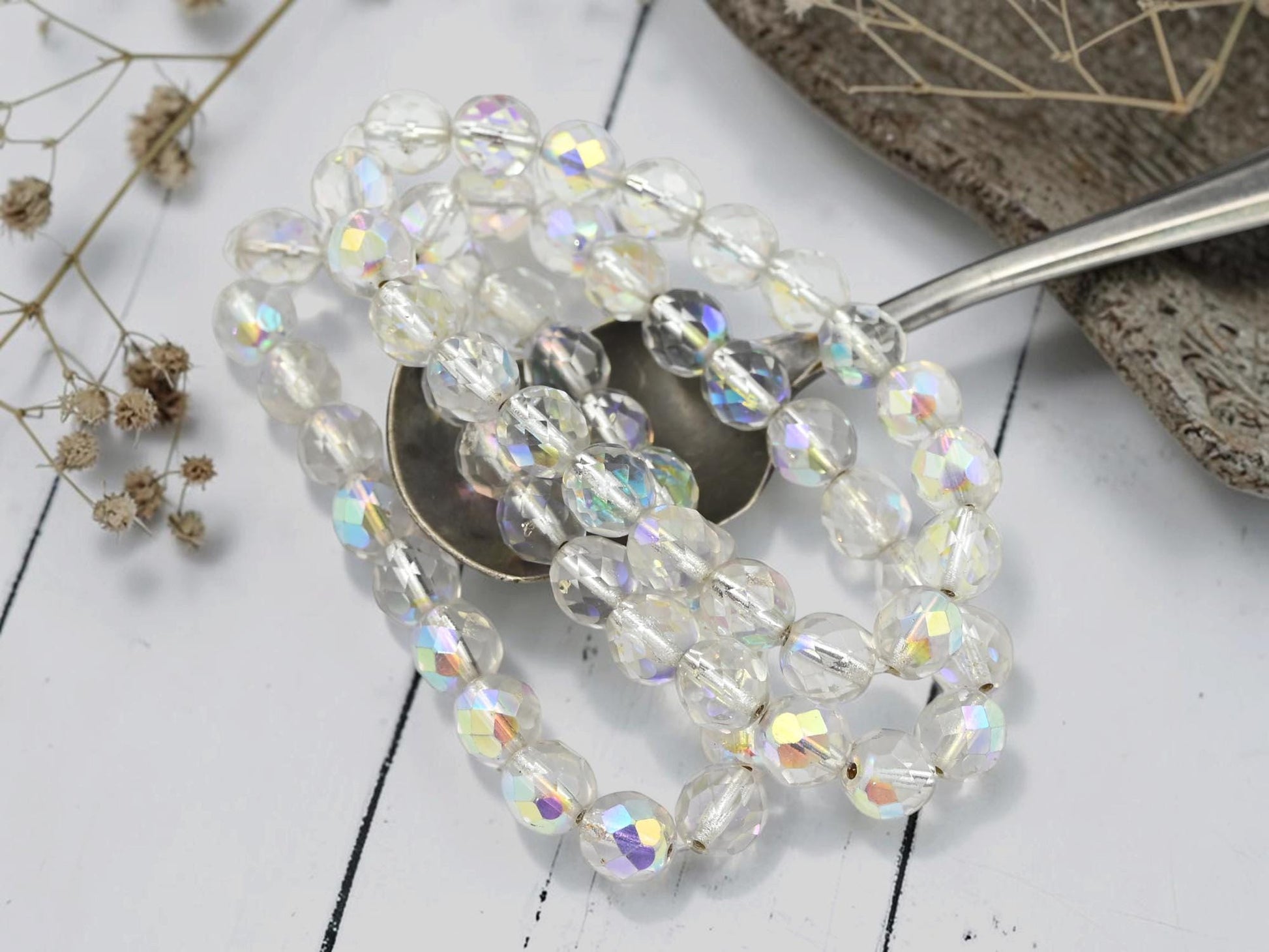 Czech Glass Beads - Fire Polished Beads - Round Beads - Faceted Beads - 8mm - 20pcs - (5951)