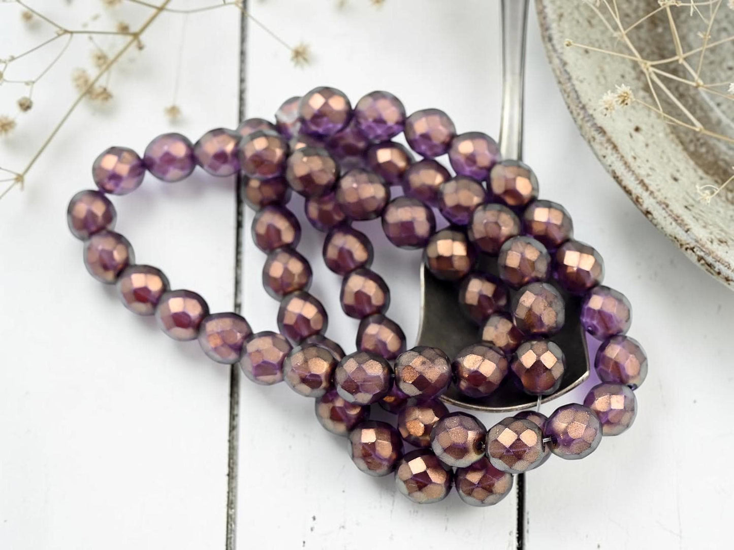 Czech Glass Beads - Fire Polished Beads - Round Beads - Faceted Beads - 8mm - 20pcs - (3619)