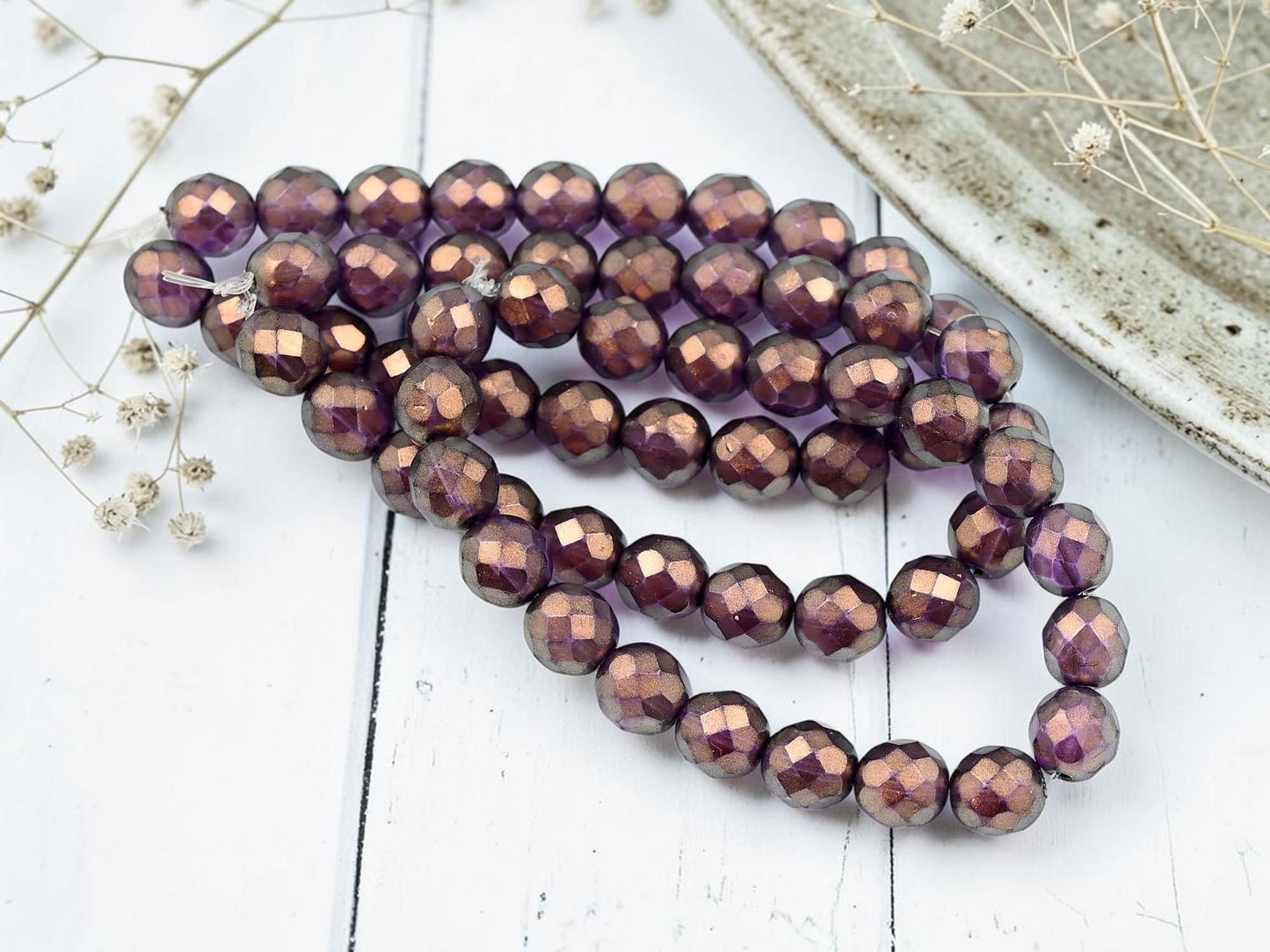 Czech Glass Beads - Fire Polished Beads - Round Beads - Faceted Beads - 8mm - 20pcs - (3619)