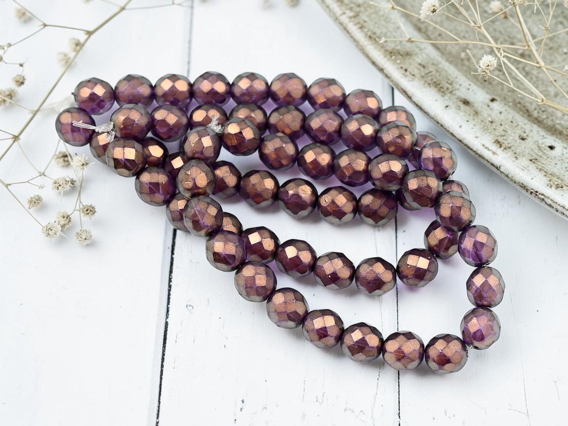 Czech Glass Beads - Fire Polished Beads - Round Beads - Faceted Beads - 8mm - 20pcs - (3619)