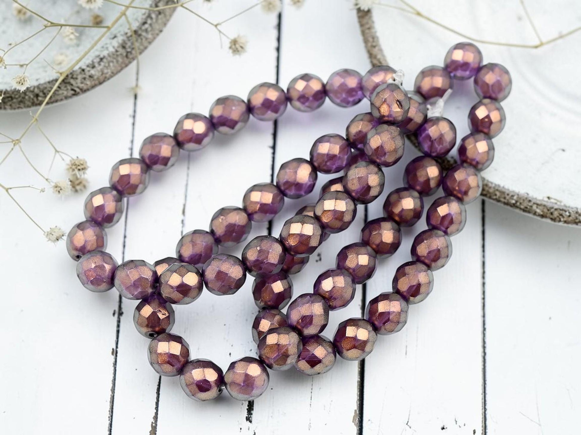 Czech Glass Beads - Fire Polished Beads - Round Beads - Faceted Beads - 8mm - 20pcs - (3619)