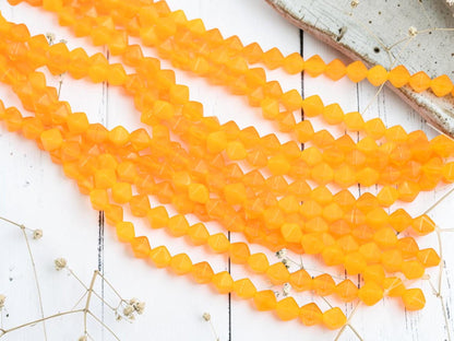 Czech Glass 6mm Tangarine Opaline Lucerna Bicone Spacer Beads - 25pcs - (4495)