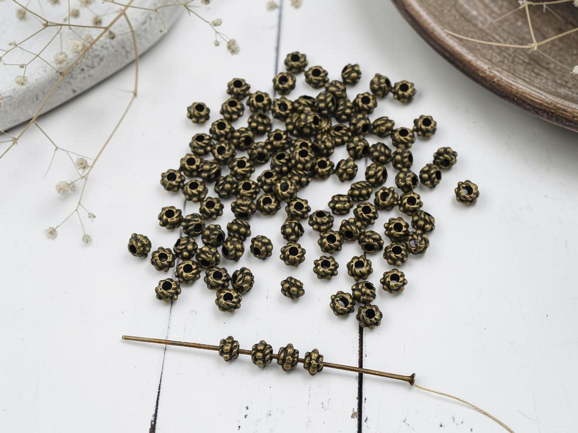 Antique Bronze Small Metal Rondelle Spacer Beads - 4x3mm - 100pcs - (1507)