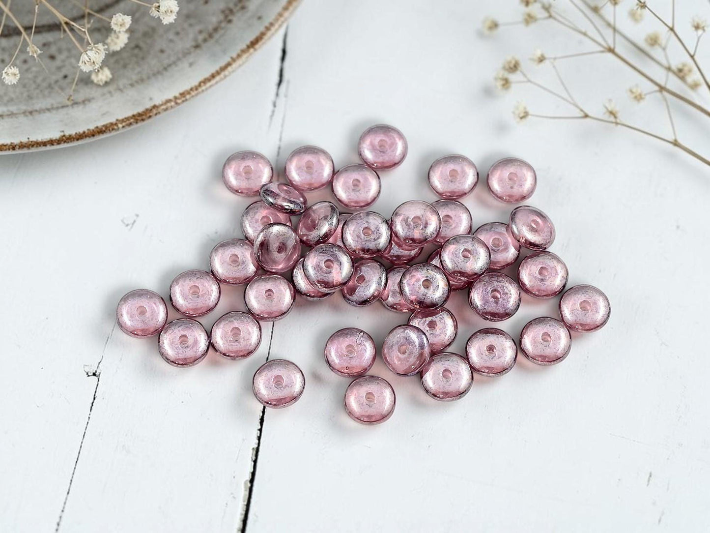Czech Glass Rondelle Spacer Beads - Amethyst Luster - 6mm - 50pcs - (3363)