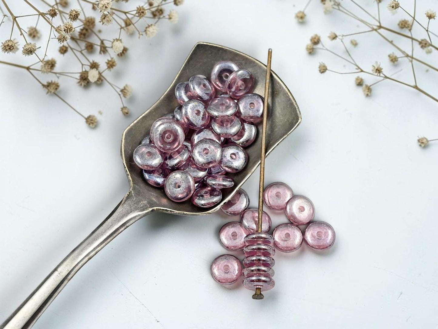 Czech Glass Rondelle Spacer Beads - Amethyst Luster - 6mm - 50pcs - (3363)