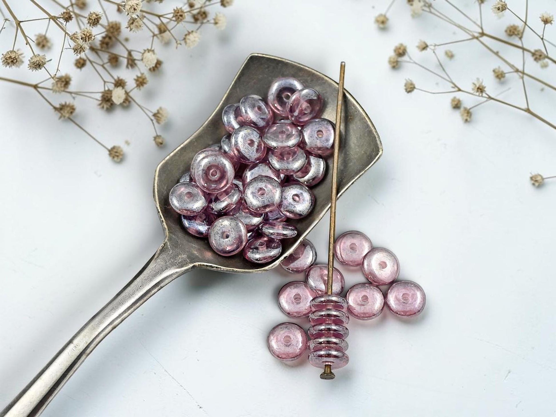 Czech Glass Rondelle Spacer Beads - Amethyst Luster - 6mm - 50pcs - (3363)