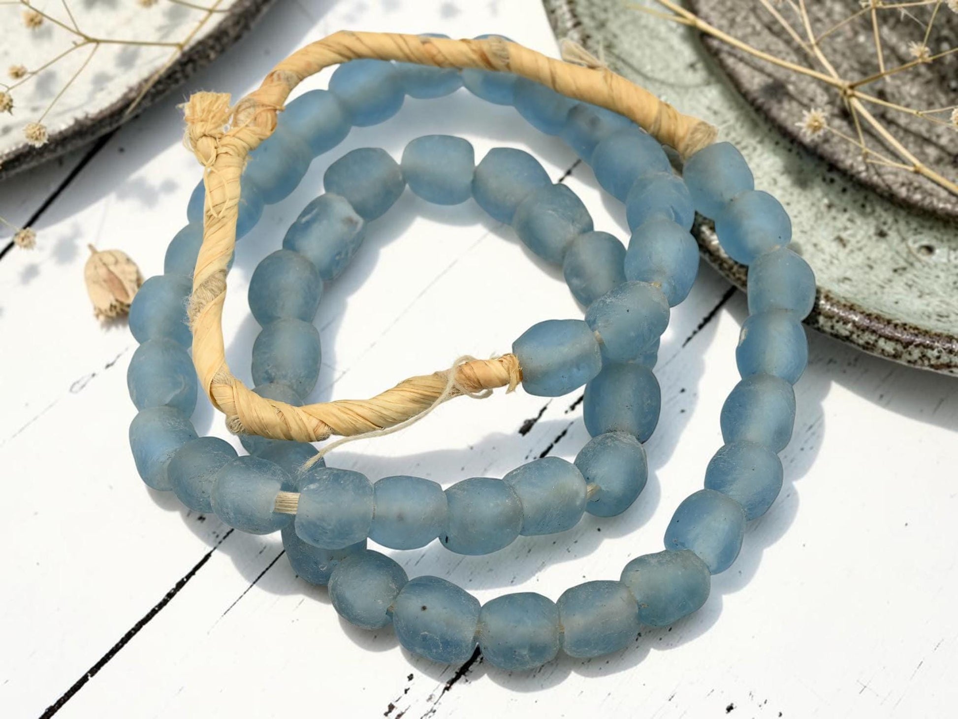 Ghana Beads - Recycled Glass Beads - African Glass Beads - Fair Trade Beads - Approx 9-11mm - 20" Strand - (J09)