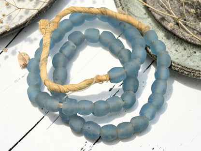 Ghana Beads - Recycled Glass Beads - African Glass Beads - Fair Trade Beads - Approx 9-11mm - 20" Strand - (J09)