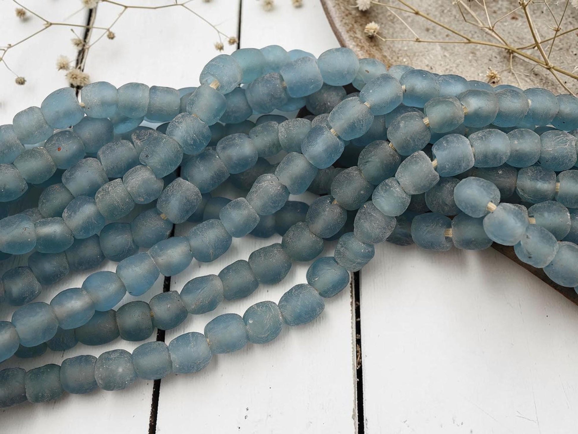 Ghana Beads - Recycled Glass Beads - African Glass Beads - Fair Trade Beads - Approx 9-11mm - 20" Strand - (J09)