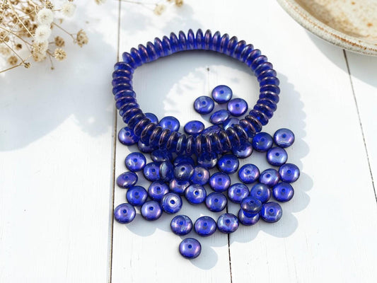 Czech Glass Beads - Rondelle Spacer - Picasso Beads - Disc Spacer - Rondelle Beads - 6x2mm - 50pcs - (4375)