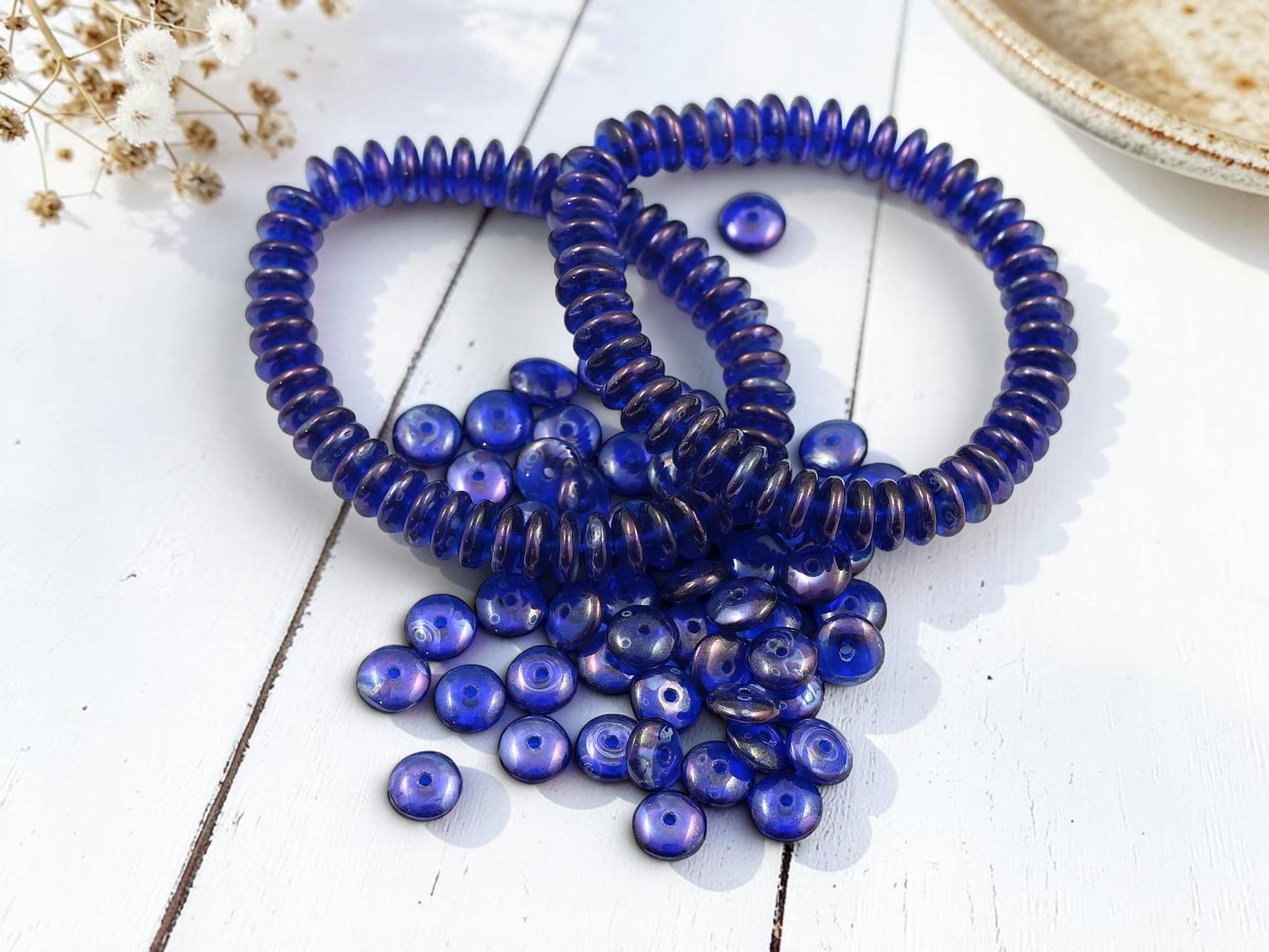 Czech Glass Beads - Rondelle Spacer - Picasso Beads - Disc Spacer - Rondelle Beads - 6x2mm - 50pcs - (4375)