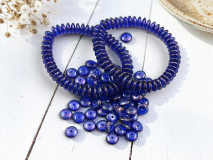 Czech Glass Beads - Rondelle Spacer - Picasso Beads - Disc Spacer - Rondelle Beads - 6x2mm - 50pcs - (4375)