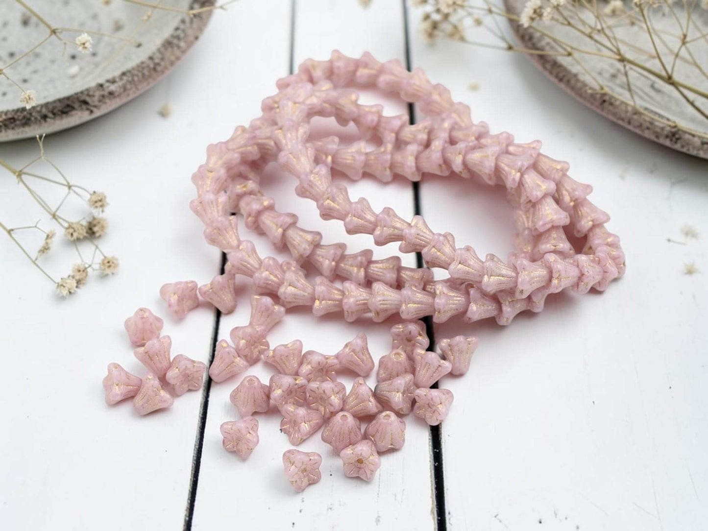 Czech Glass Beads - Bell Flower - Small Flower Beads - 5x6mm - 30pcs - (3378)