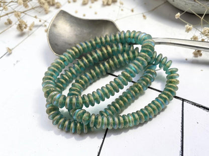 Czech Glass Beads - Rondelle Spacer - Picasso Beads - Disc Spacer - Rondelle Beads - 6x2mm - 50pcs - (4649)