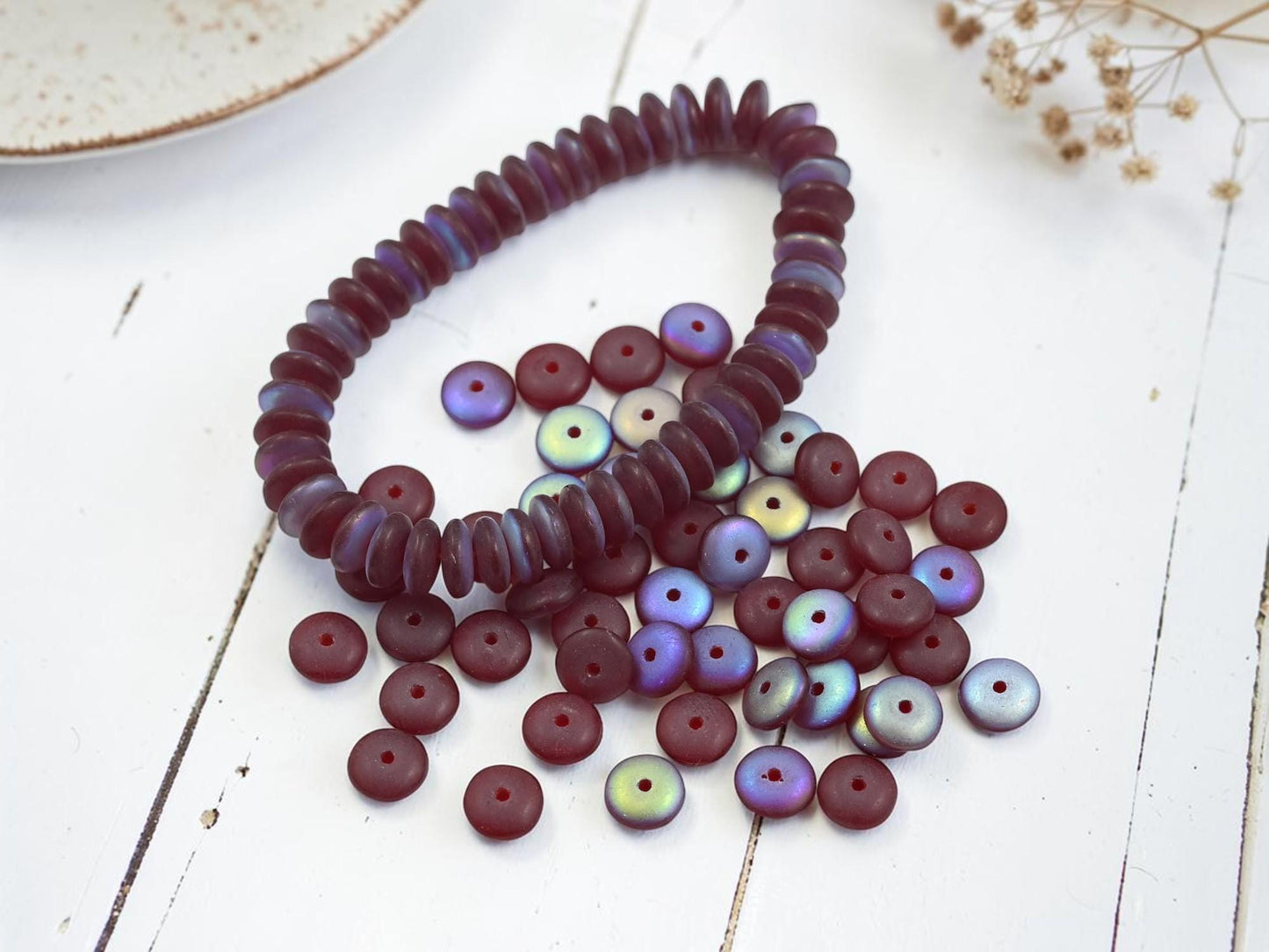 Czech Glass Beads - Rondelle Spacer - Picasso Beads - Disc Spacer - Rondelle Beads - 6x2mm - 50pcs - (4776)