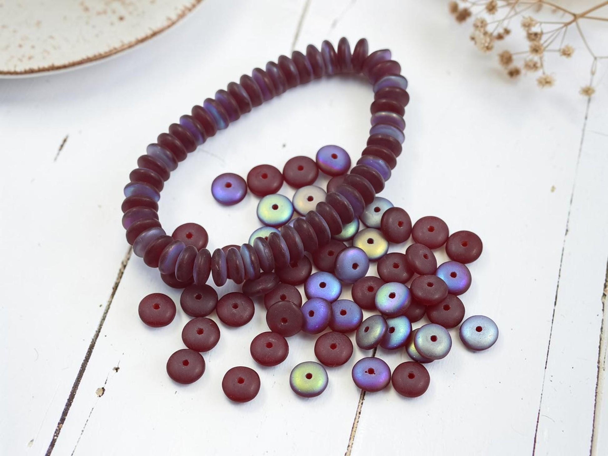 Czech Glass Beads - Rondelle Spacer - Picasso Beads - Disc Spacer - Rondelle Beads - 6x2mm - 50pcs - (4776)