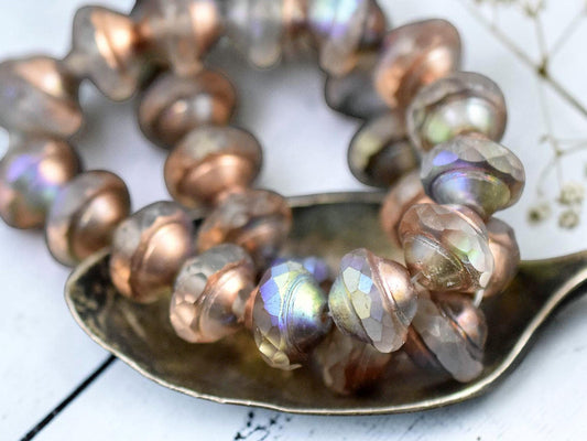 *15* 8x10mm Copper Washed Matte Crystal AB Saturn Beads