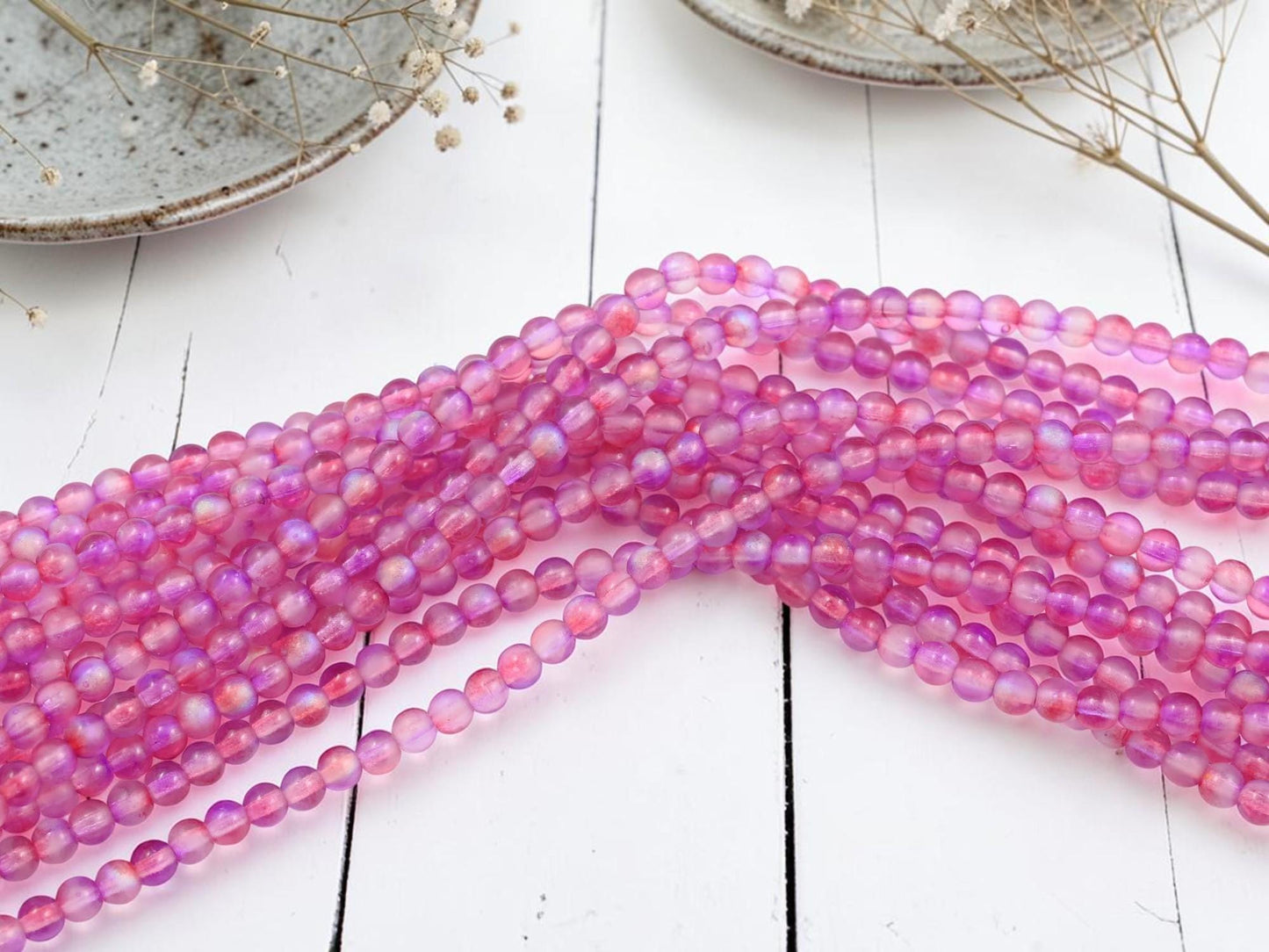 Czech Glass Round Druk Beads - Rose Celestial - 4mm - 50pcs - (B596)