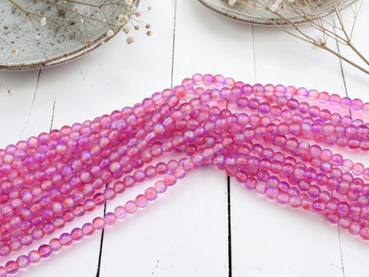 Czech Glass Round Druk Beads - Rose Celestial - 4mm - 50pcs - (B596)