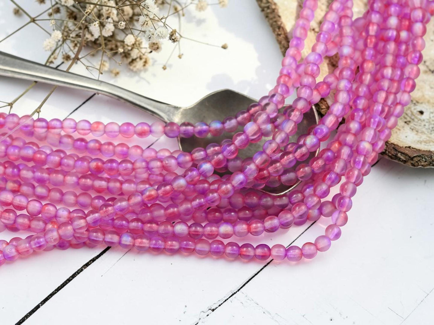 Czech Glass Round Druk Beads - Rose Celestial - 4mm - 50pcs - (B596)