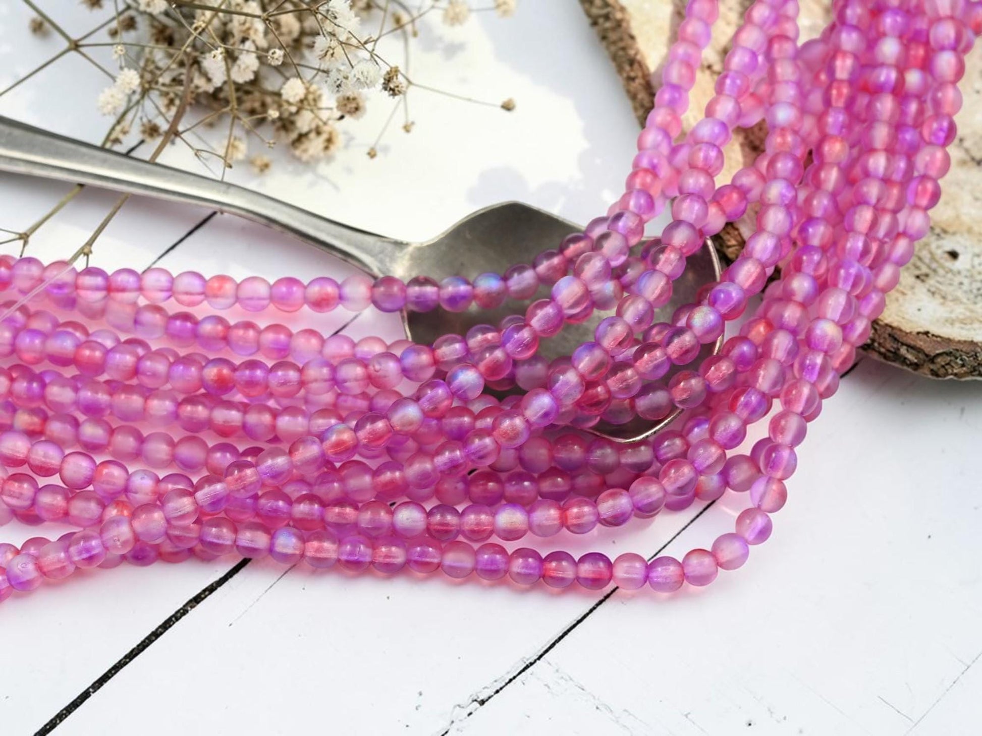 Czech Glass Round Druk Beads - Rose Celestial - 4mm - 50pcs - (B596)