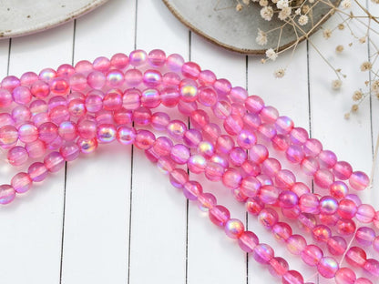 Czech Glass Round Druk Beads - Rose Celestial - 6mm - 25pcs - (B905)