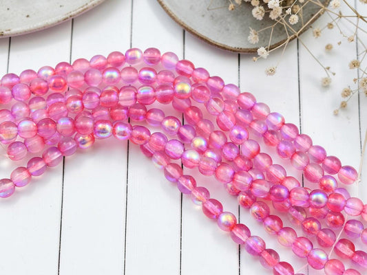 Czech Glass Round Druk Beads - Rose Celestial - 6mm - 25pcs - (B905)