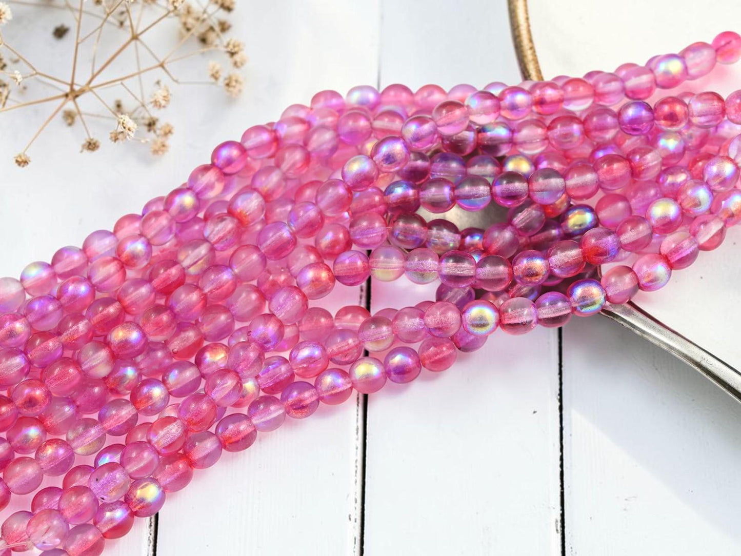 Czech Glass Round Druk Beads - Rose Celestial - 6mm - 25pcs - (B905)
