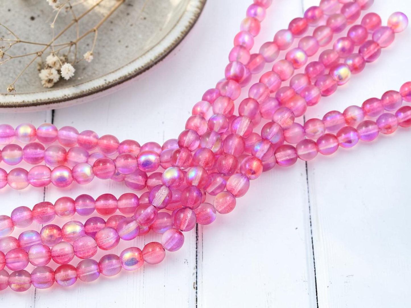 Czech Glass Round Druk Beads - Rose Celestial - 6mm - 25pcs - (B905)