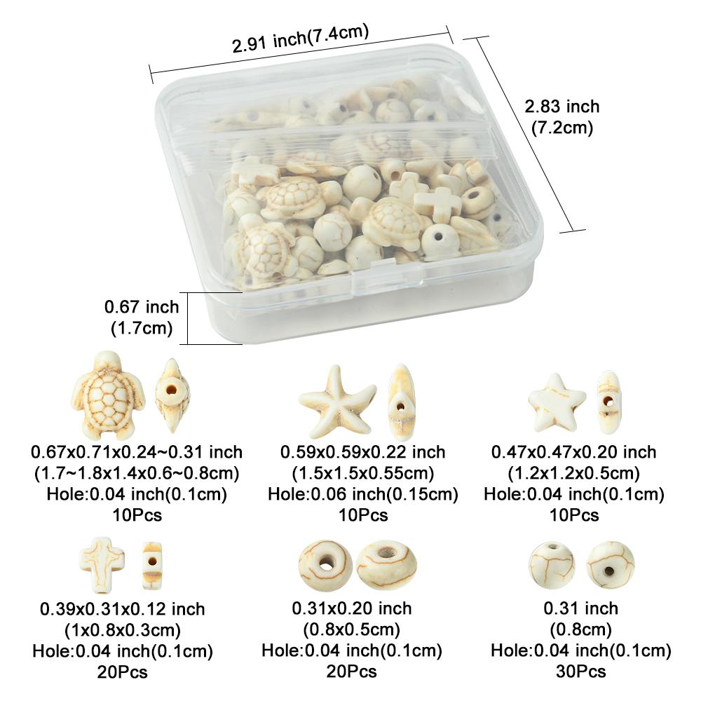 Synthetic Turquoise Ocean Theme Mix Beads - 100 Piece Box - (Box-03)