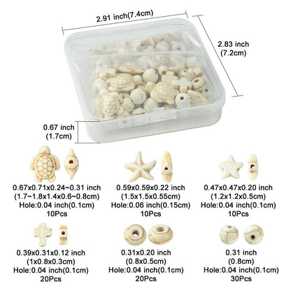 Synthetic Turquoise Ocean Theme Mix Beads - 100 Piece Box - (Box-03)