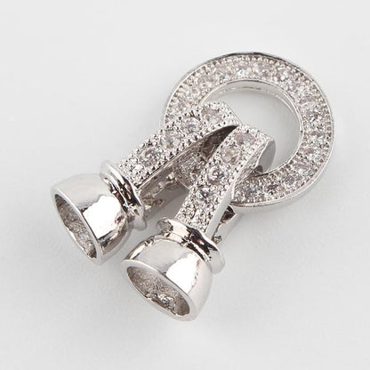 Plated Brass Micro Pave CZ Fold Over Clasp - Platinum - Gold - Rose Gold - 27x11mm - 1pc