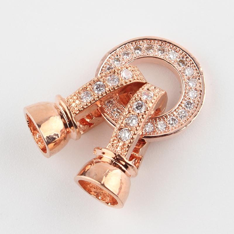 Plated Brass Micro Pave CZ Fold Over Clasp - Platinum - Gold - Rose Gold - 27x11mm - 1pc
