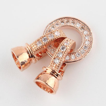 Plated Brass Micro Pave CZ Fold Over Clasp - Platinum - Gold - Rose Gold - 27x11mm - 1pc
