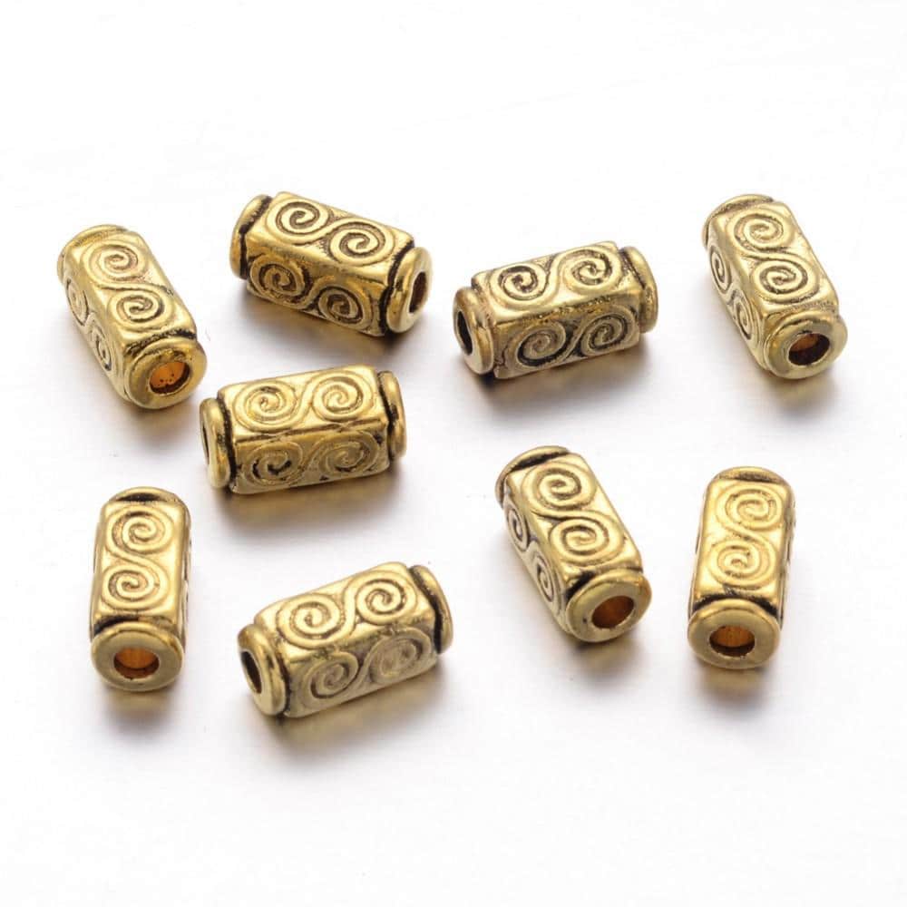 Metal Beads - Gold Beads - Tube Beads - Spacer Beads - Metal Spacers - 11x5mm - 50pcs - (B208)