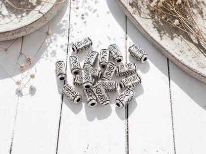 Metal Beads - Silver Beads - Tube Beads - Spacer Beads - Metal Spacers - 11x5mm - 50pcs - (A144)
