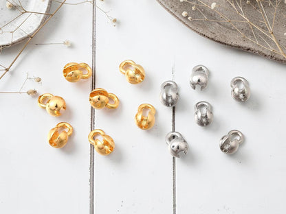Brass Bead Tips - Crimp Covers - Gold or Platinum - 5x4mm- 50pcs
