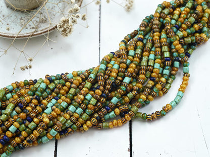 Picasso Seed Beads - Aged Picasso Beads - Czech Glass Beads - Size 6 Seed Beads - 5/0 - 18" Strand - (A384)