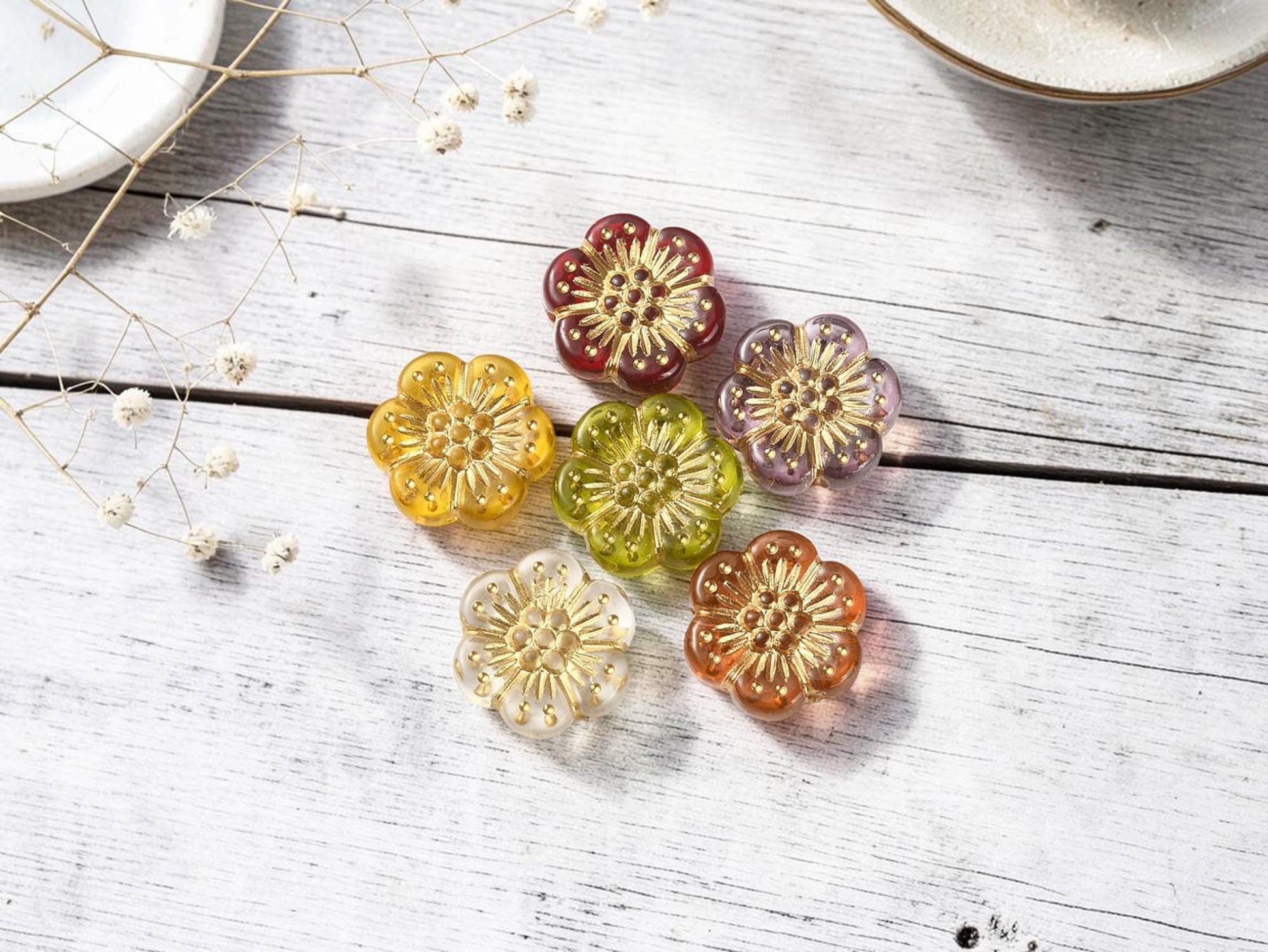 Flower Beads - Lightweight Beads - Acrylic Beads - 13mm - 20pcs - (754)