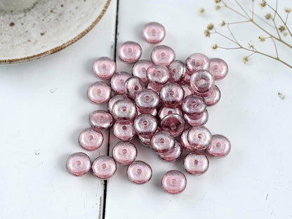 Czech Glass Rondelle Spacer Beads - Amethyst Luster - 6mm - 50pcs - (3363)