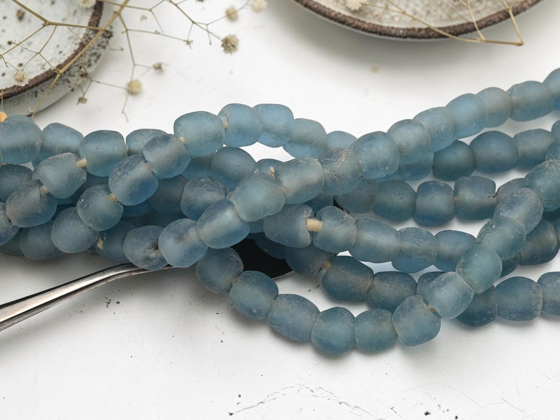 Ghana Beads - Recycled Glass Beads - African Glass Beads - Fair Trade Beads - Approx 9-11mm - 20" Strand - (J09)