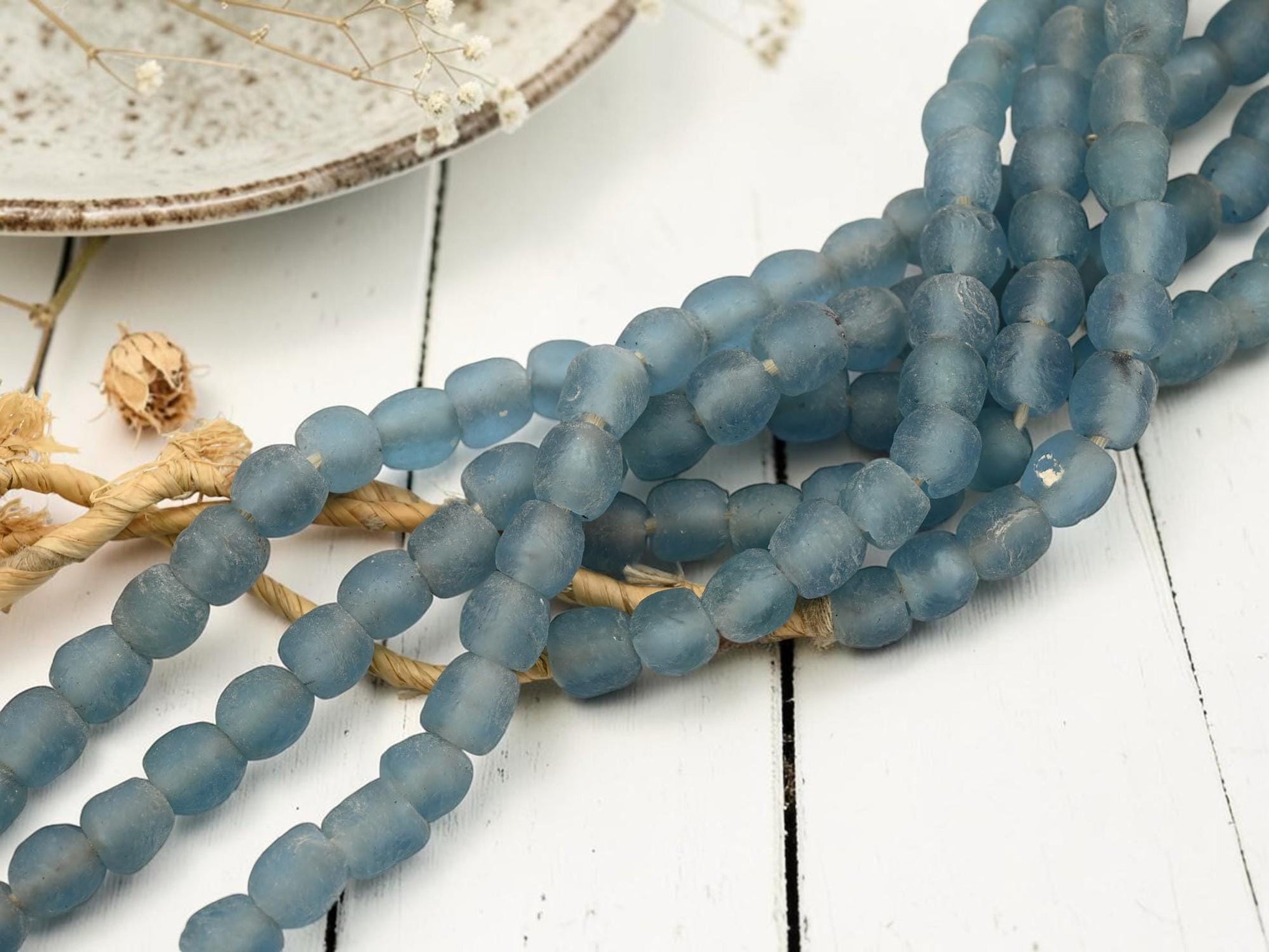 Ghana Beads - Recycled Glass Beads - African Glass Beads - Fair Trade Beads - Approx 9-11mm - 20" Strand - (J09)