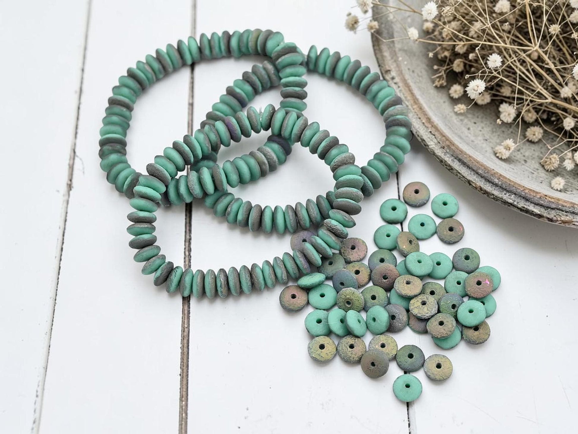 Picasso Beads - Disc Spacer - Czech Glass Beads - Rondelle Spacer - Rondelle Beads - 6x2mm - 50pcs - (3915)