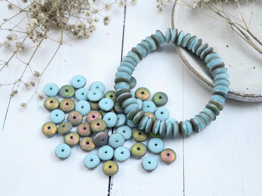 Czech Glass Beads - Rondelle Spacer - Picasso Beads - Disc Spacer - Rondelle Beads - 6x2mm - 50pcs - (2436)