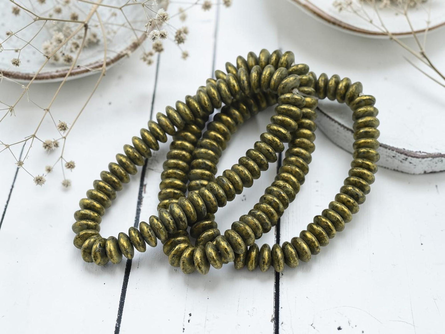 Czech Glass Beads - Rondelle Spacer - Picasso Beads - Disc Spacer - Rondelle Beads - 6x2mm - 50pcs - (3559)