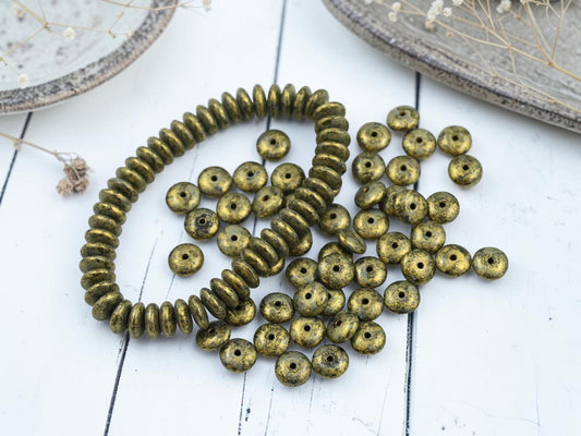 Czech Glass Beads - Rondelle Spacer - Picasso Beads - Disc Spacer - Rondelle Beads - 6x2mm - 50pcs - (3559)